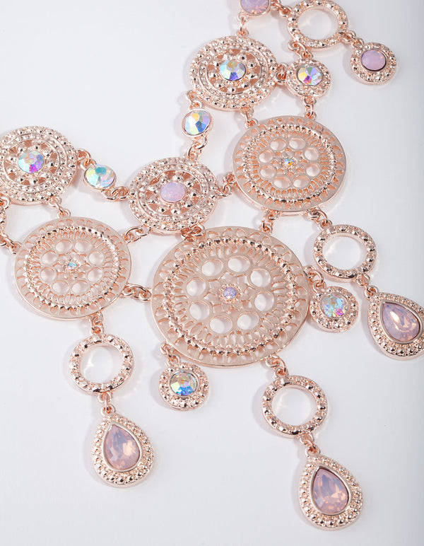 Rose Gold Filigree Disc Necklace