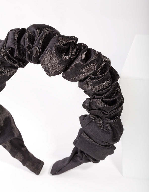 Black Satin Scrunch Headband