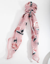 Pink Velvet Floral Scrunchie Scarf - link has visual effect only