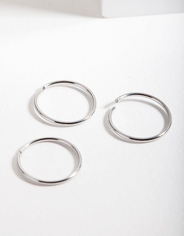 Surgical Steel 3 Pack Plain Nose Rings