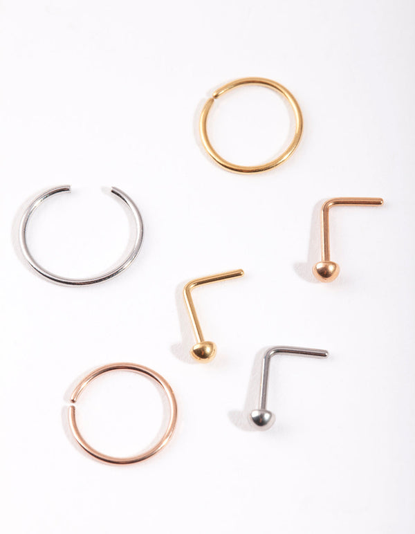 Metallic Dome Nose Stud 6 Pack