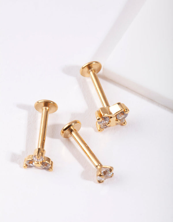 Gold Surgical Steel Butterfly Flat Back 3-Pack