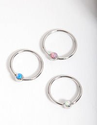 Surgical Steel Synthetic Opal Upper Hoop 3 Pack - link has visual effect only