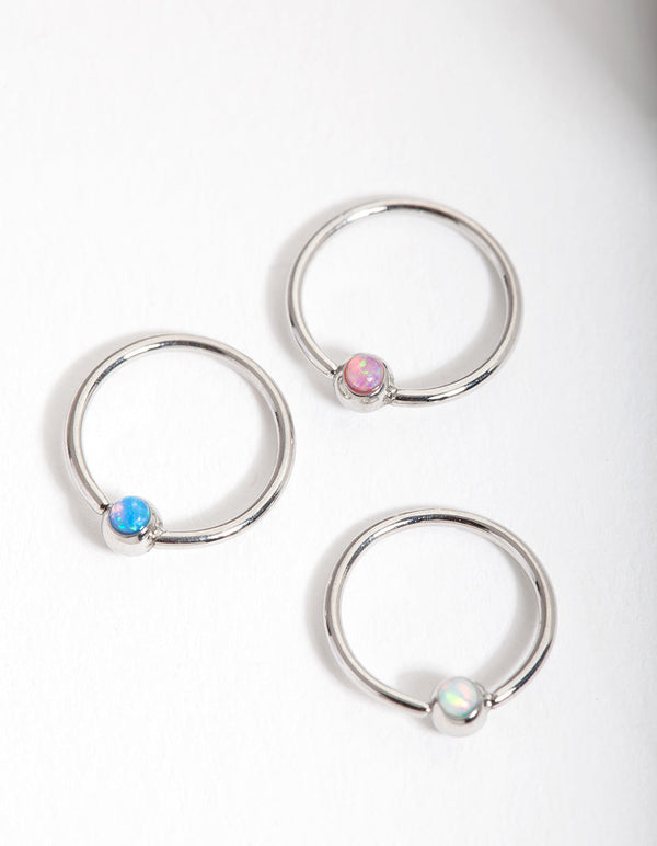 Surgical Steel Synthetic Opal Upper Hoop 3 Pack