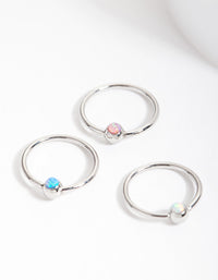 Surgical Steel Synthetic Opal Upper Hoop 3 Pack - link has visual effect only