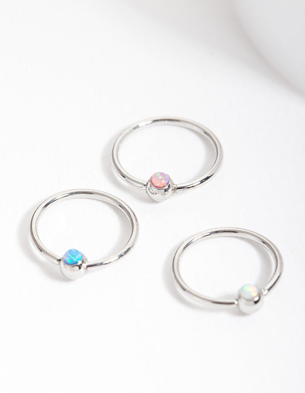 Surgical Steel Synthetic Opal Upper Hoop 3 Pack