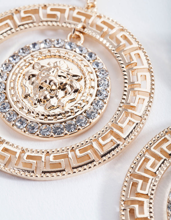 Gold Medusa Statement Earrings