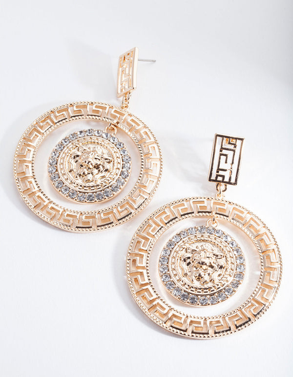 Gold Medusa Statement Earrings