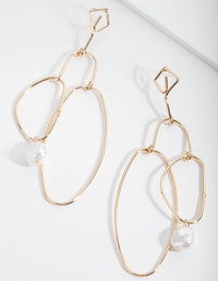 Gold Organic Shape and Pearl Drop Earrings - link has visual effect only