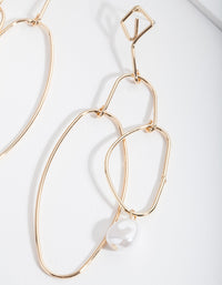 Gold Organic Shape and Pearl Drop Earrings - link has visual effect only