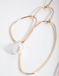 Gold Organic Shape and Pearl Drop Earrings - link has visual effect only