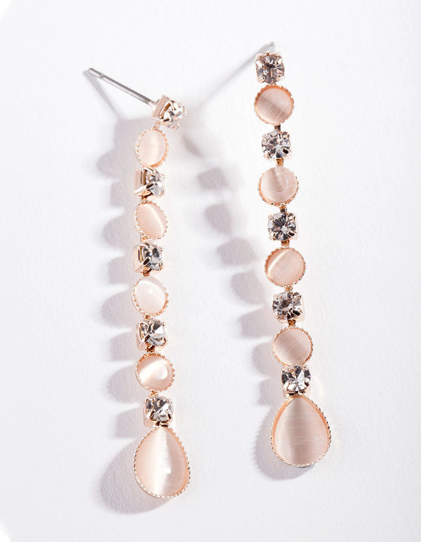 Rose Gold Bead Drop Earrings