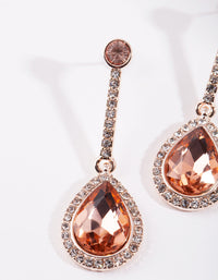 Rose Gold Diamante Teardrop Earrings - link has visual effect only