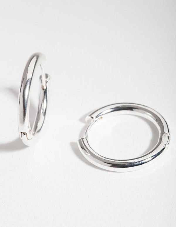 Silver Small Polished Hoop Earrings