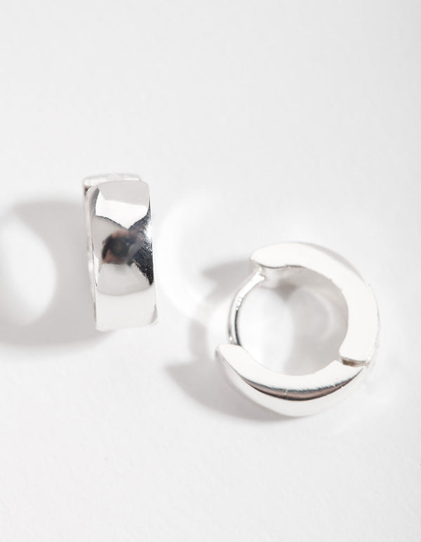 Silver 4mm Thick Huggie Earrings