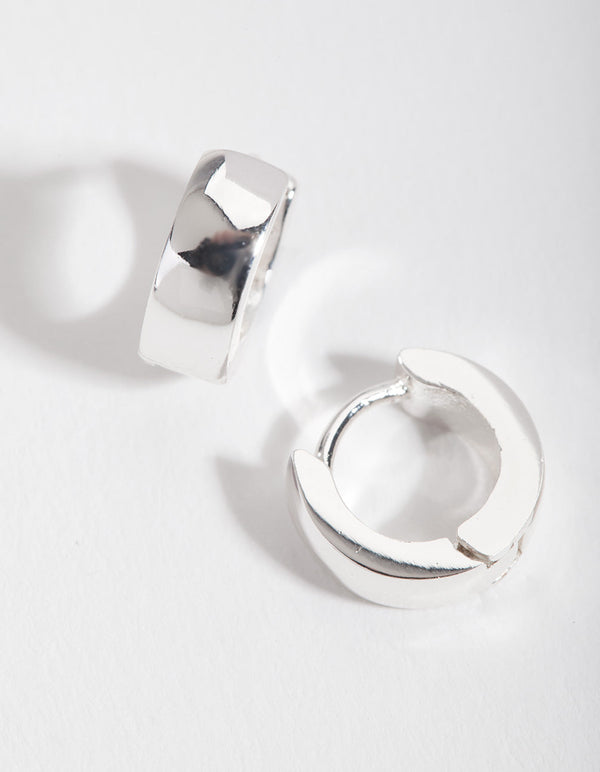 Silver 4mm Thick Huggie Earrings