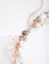 Rose Gold Layered Pearl and Chain Necklace - link has visual effect only
