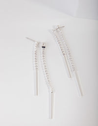 Silver Cubic Zirconia Cupchain and Bar Drop Earrings - link has visual effect only