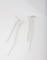Silver Cubic Zirconia Cupchain and Bar Drop Earrings - link has visual effect only