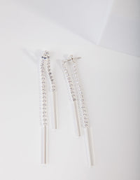 Silver Cubic Zirconia Cupchain and Bar Drop Earrings - link has visual effect only