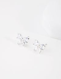 Silver Cubic Zirconia Bow Stud Earrings - link has visual effect only