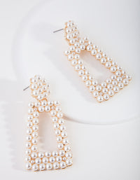 Gold Pearl Trapeze Drop Earring - link has visual effect only