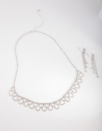 Silver Cupchain Necklace and Earrings Set - link has visual effect only