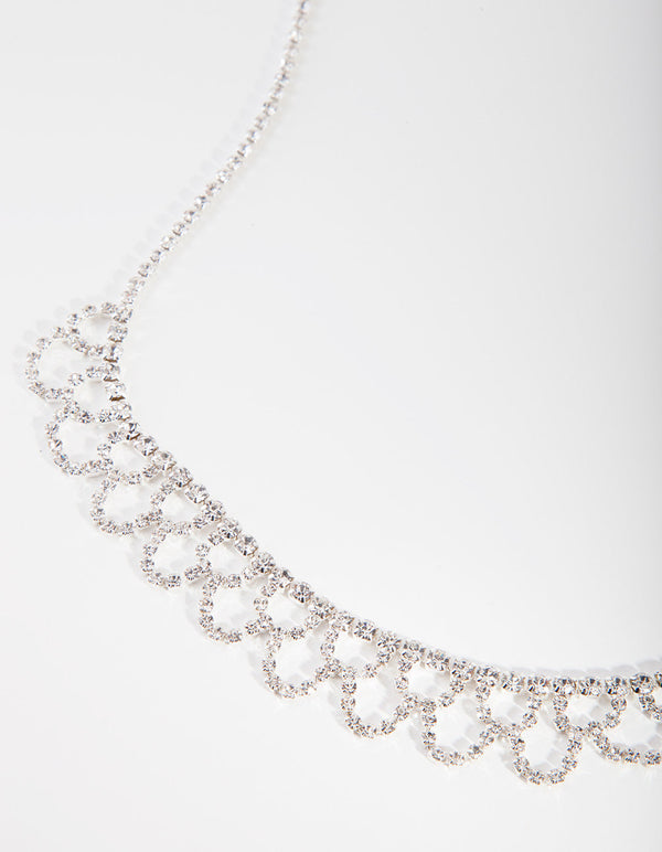 Silver Cupchain Necklace and Earrings Set