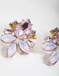 Pink Floral Gem Stud Earrings - link has visual effect only