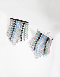 Silver Pastel Multi Diamante Drop Stud Earrings - link has visual effect only