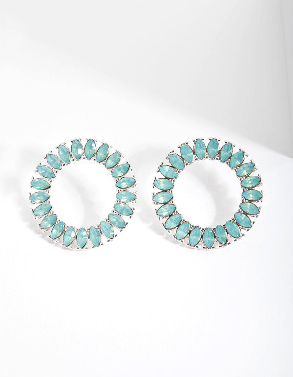 Green Open Flower Earrings