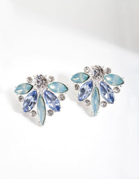 Silver Blue Gem Butterfly Stud Earrings - link has visual effect only