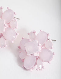 Pink Black Floral Stud Earrings - link has visual effect only