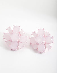 Pink Black Floral Stud Earrings - link has visual effect only