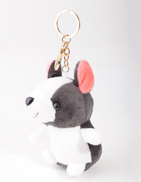 Kinder zwart-witte hond sleutelhanger - link has visual effect only