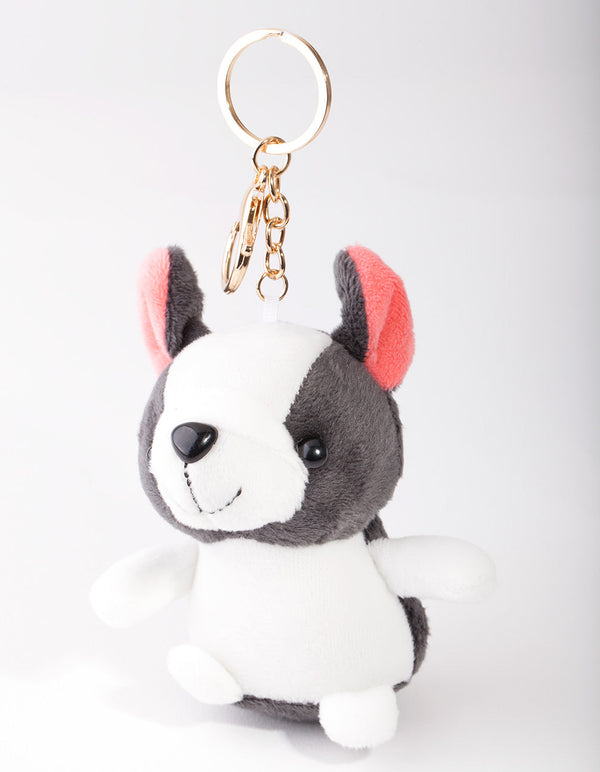 Kinder zwart-witte hond sleutelhanger
