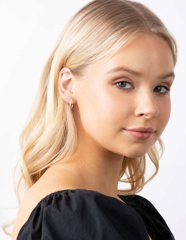 Sterling Silver Facet Hoop Earrings