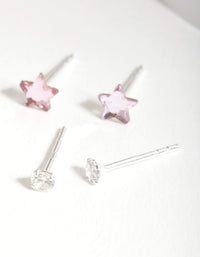 Sterling Silver Pink Star Earring Pack - link has visual effect only