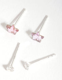 Sterling Silver Pink Star Earring Pack - link has visual effect only