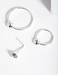 Sterling Silver Gem Nose Ring 3 Pack - link has visual effect only