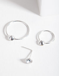 Sterling Silver Gem Nose Ring 3 Pack - link has visual effect only