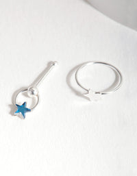 Sterling Silver Blue Star Nose Ring - link has visual effect only