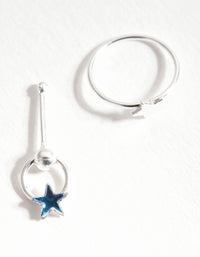 Sterling Silver Blue Star Nose Ring - link has visual effect only