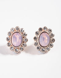 Rose Gold Floral Diamante Stud Earrings - link has visual effect only