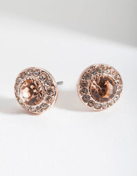 Rose Gold Round Diamante Gem Earrings - link has visual effect only