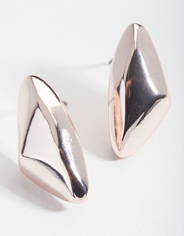 Rose Gold Triangle Stud Earrings