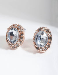 Rose Gold Diamante Oval Stud Earrings - link has visual effect only