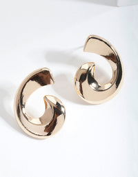 Gold Half Swirl Stud Earrings - link has visual effect only