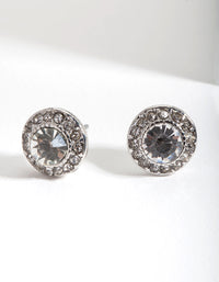 Rhodium Round Crystal Stud Earrings - link has visual effect only
