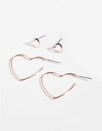 Rose Gold Open Heart Earring 2 Pack - link has visual effect only